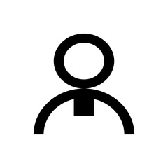 Abstract glyph illustration featuring a circle atop a rectangle connected to two curved lines in black color