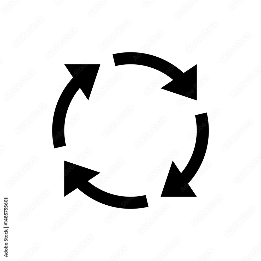 Poster circular arrangement of four black arrows pointing in a clockwise direction indicating a cycle or ro