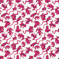 Seamless pattern with silhouettes of frogs. Abstract print with amphibians in the water. Vector graphics.