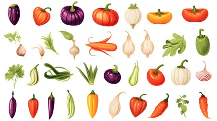 October Seasonal Vegetable Ensemble Illustration