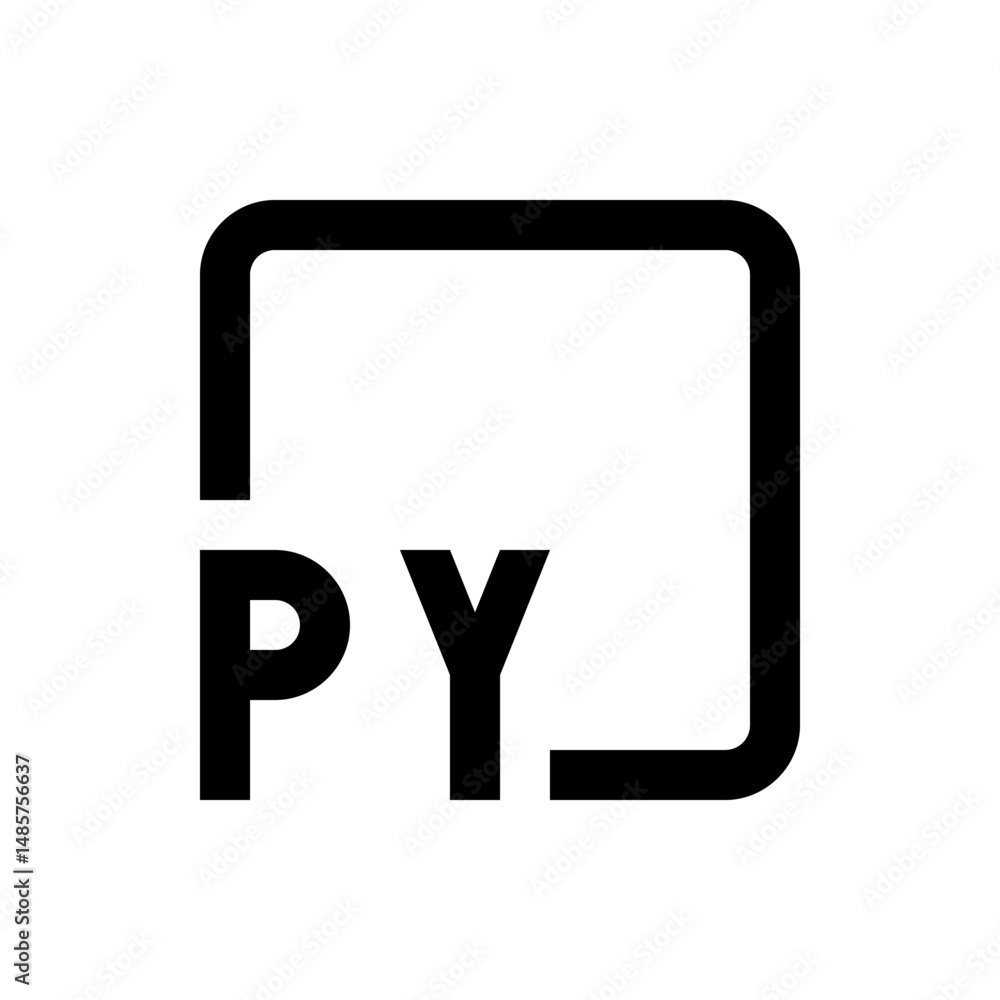 Poster black and white image of a square with rounded corners and the letters py inside the square element