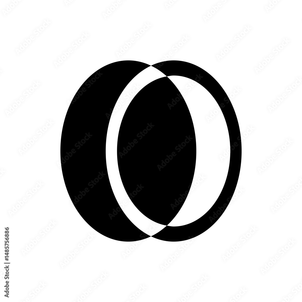 Poster two overlapping circles with one circle being black and the other circle being white on a white back