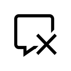 Illustration of a message bubble with rounded corners and a cross symbol indicating deletion or removal