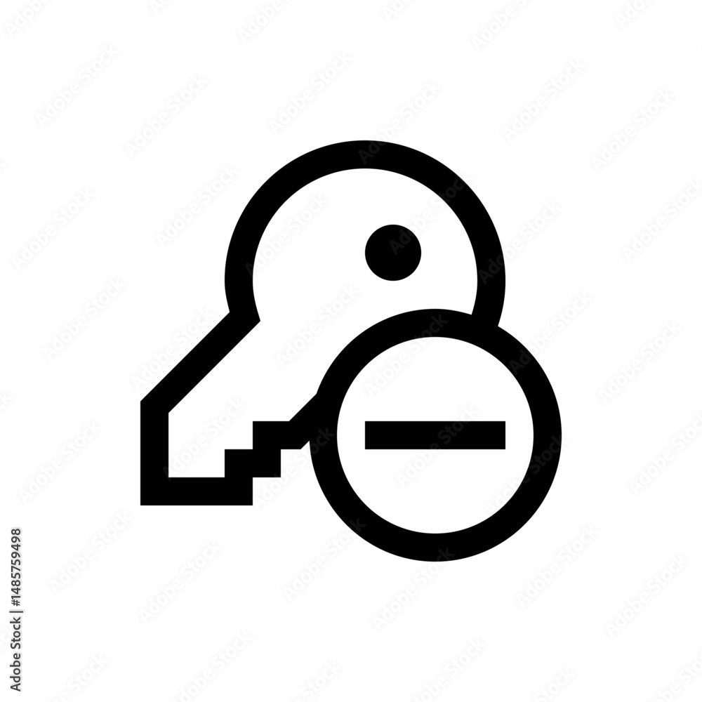 Poster a minimalistic key icon with a minus symbol inside a circle indicating removal or deletion action to