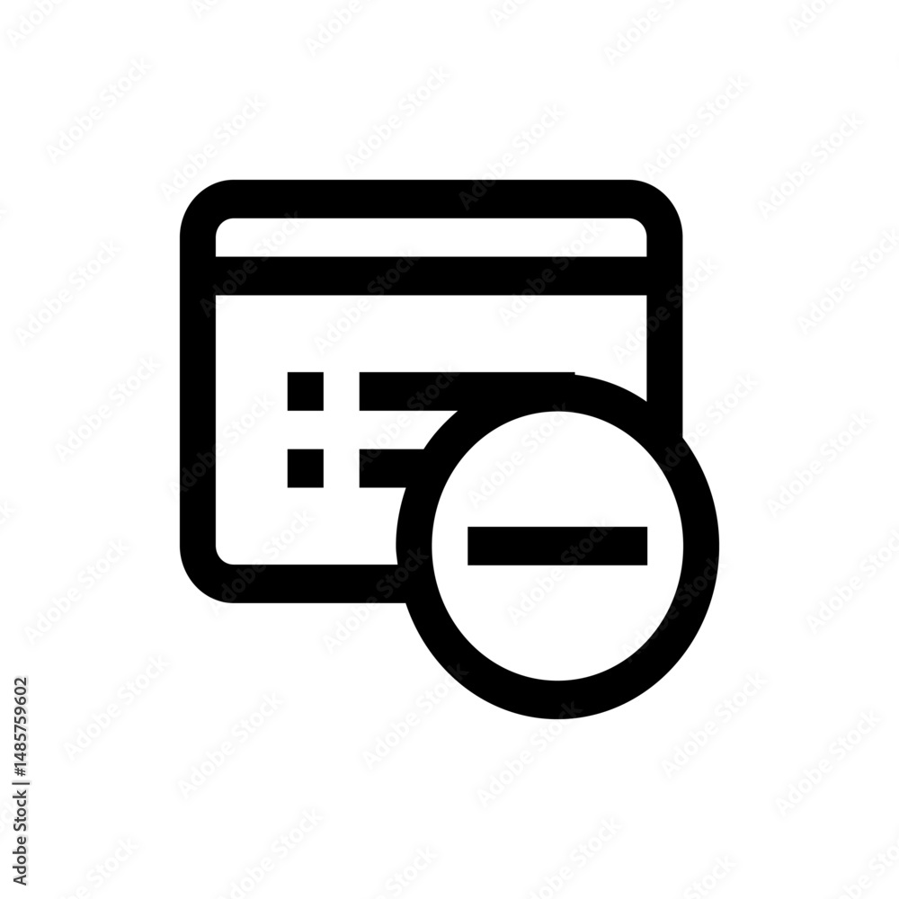 Poster calendar icon with horizontal lines and a circle containing a minus sign in bold black outline style