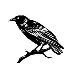 black and white crow line art vector