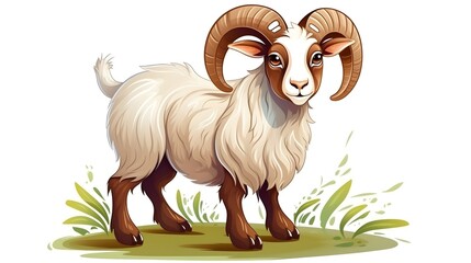 Obraz premium Cute Goat Vector Illustration Cartoon Image for Child Book Covers and Farm Animal Designs