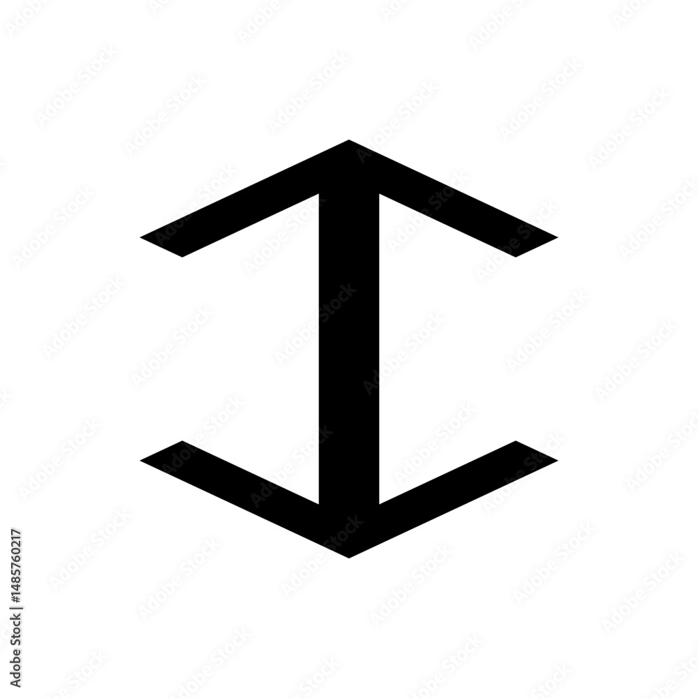 Poster vertical black arrow pointing up and down indicating movement or direction on a white background vie
