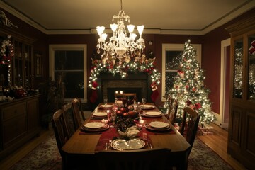Christmas Dining Room with Festive Decor