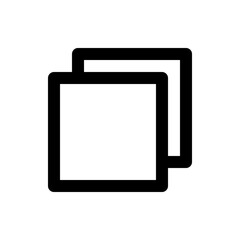 Illustration of two overlapping square shapes with rounded corners and thick black outlines on white background