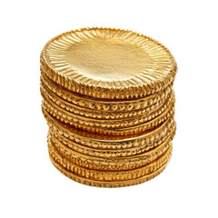 gold coin stack isolated on white and transparent background.