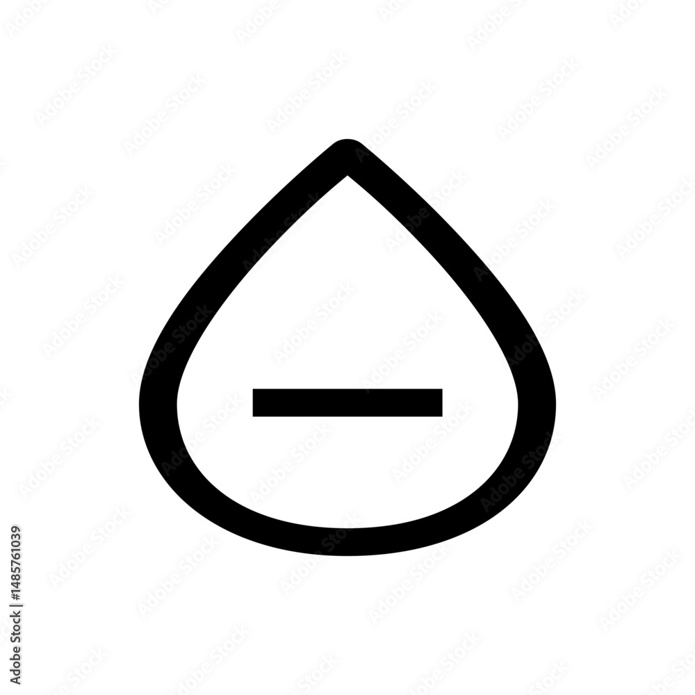 Poster a minimalistic black and white depiction of a teardrop shape with a horizontal line inside the teard