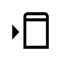 Illustration of a black arrow pointing towards a rounded rectangle shape on a white background design element