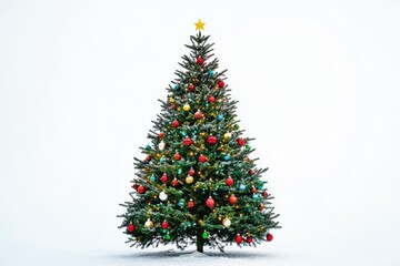 Obraz premium Christmas Tree with Ornaments Isolated on White