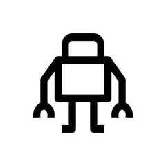 Illustration of a simple black robot with rectangular body and rounded head standing upright on two legs