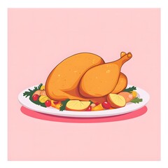 Elegant Turkey Dinner Poster for Festive Events and Celebrations on Pink Background