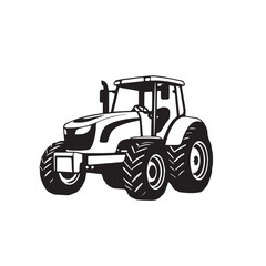 Farm tractor, black and white silhouette logo design isolated on a white background. A farm Tractor Silhouette. Vector illustration.	