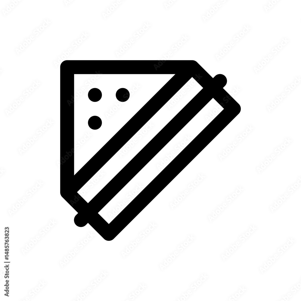 Poster black outlined kite shape with three dots and three diagonal lines on a white background vector imag