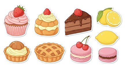 Set of printable and cut-out stickers for your sweets and desserts book journal
