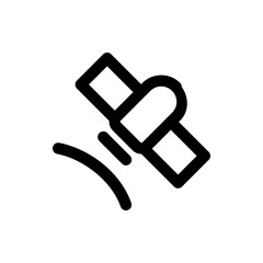 Illustration of a satellite orbiting earth with visible signal waves in a minimalist black and white style