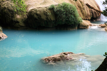 turquoise water Agua Azul falls, Chiapas