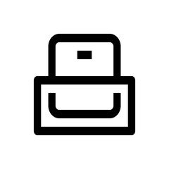 Illustration of a simple black and white desk drawer with a handle and a minimalist design element style