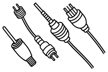 Coaxial Cables Line Art Signal Flow Diagram