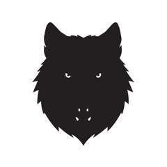 Wolf Face Icon. Wolf silhouette on white background. Minimal Wolf Head Symbol. Wolf Logo. Vector illustration. 