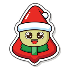 christmas sticker icon on white background