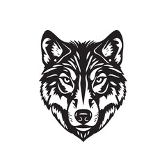Fototapeta premium Wolf Face Icon. Wolf silhouette on white background. Minimal Wolf Head Symbol. Wolf Logo. Vector illustration. 