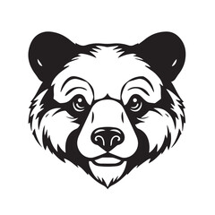 Bear head black silhouette on white background. Bear Face Icon. Minimal Bear Head Symbol. Vector illustration. 