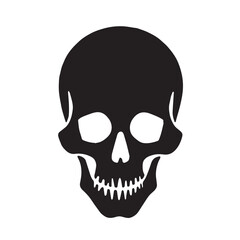 Black vector skull silhouette. Skull Silhouette Icon Vector Design on White Background. Skull vector logo silhouette.	