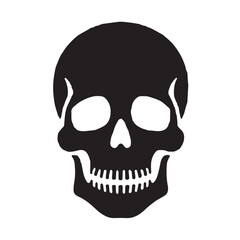 Black vector skull silhouette. Skull Silhouette Icon Vector Design on White Background. Skull vector logo silhouette.	