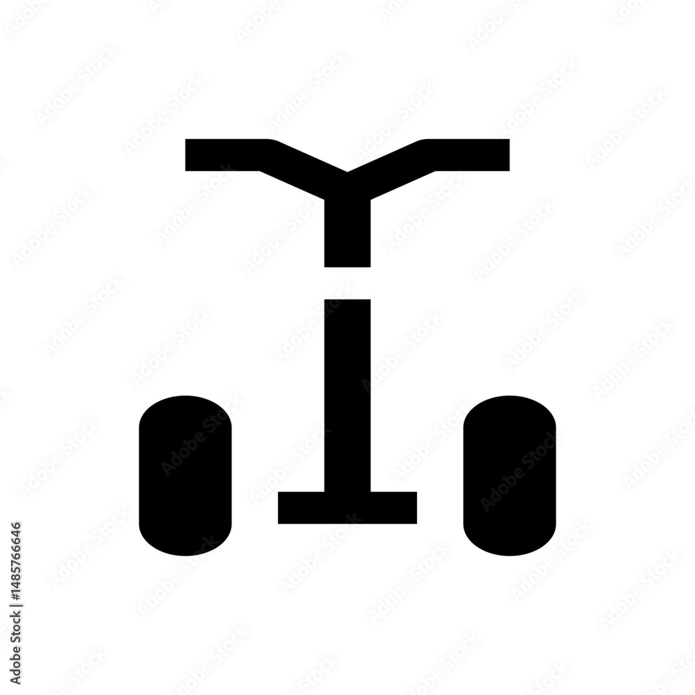 Poster illustration of a self balancing scooter with a handlebar and two wheels in a minimalist style icon