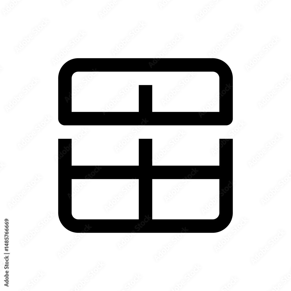 Poster an abstract representation of a grid layout featuring thick black lines and rounded corners forming 