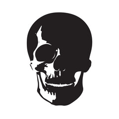 Black vector skull silhouette. Skull Silhouette Icon Vector Design on White Background. Skull vector logo silhouette.	