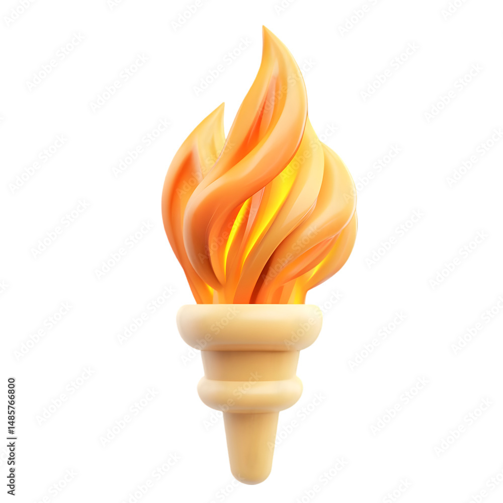 Poster rendered, stylized depiction of a torch, featuring intricate details and warm hues. the torch's flam