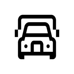 Illustration of a front view of a car with a roof rack and visible headlights in a minimalist style