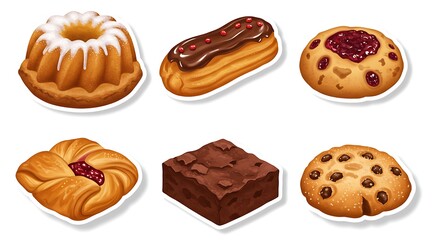 Set of printable and cut-out stickers for your sweets and desserts book journal
