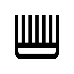 Illustration of a black barcode like design with vertical lines and a horizontal base element shape