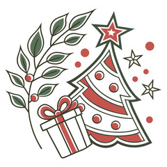 christmas sticker icon on white background