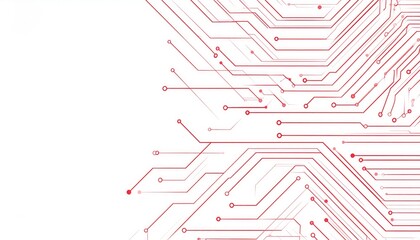 Abstract circuit board layout with glowing lines and nodes, isolated on white background