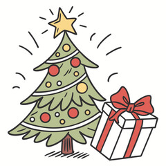 christmas sticker icon on white background