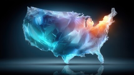 Artistic representation of the united states in blue and orange for digital consumer inflation lab concept analysis