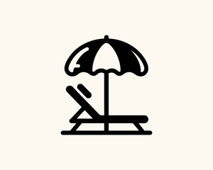 Tropical lounge chair and umbrella symbol