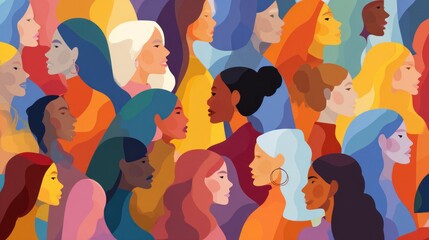 Celebrating Global Sisterhood: A vibrant tapestry of diverse women, unified in strength and individuality, showcasing the beauty of unity in diversity.