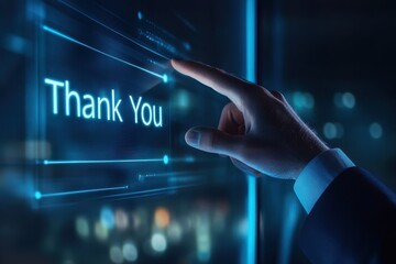Digital Thank You Message Interface Modern Technology Business Appreciation Gesture Screen Touch    