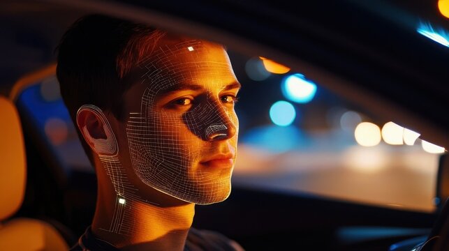 driver face scan night driving technology - Powered by Adobe