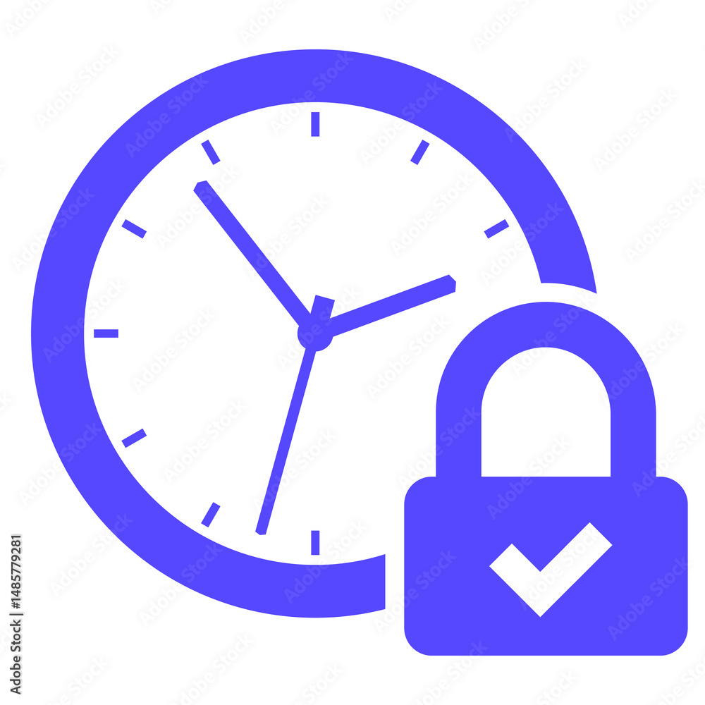 Poster lock and time icon with a clock