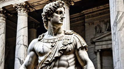 Obraz premium Roman Figure with Armor in Marble